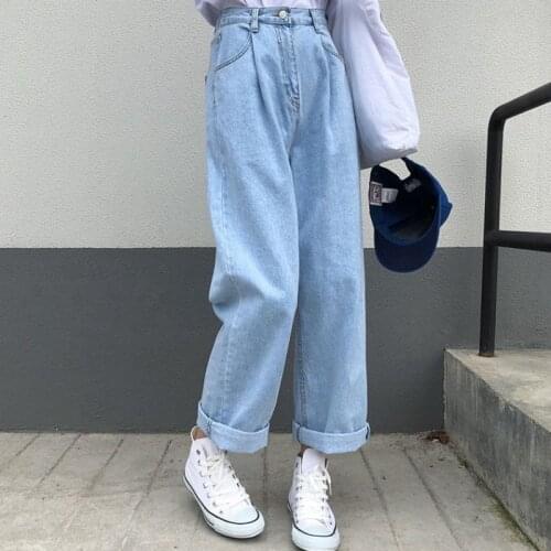 Womens jeans large size elastic waist curling nine points loose loose slim thin harem daddy wide leg pants women jeans