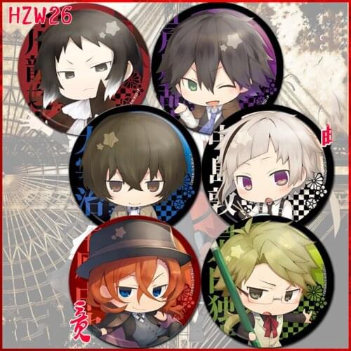 ZXFJXR 58MM Bungo Stray Dogs Cool Atsushi Nakajima Dazai Osamu Yukata Animation Badge Brooch Pins Icons