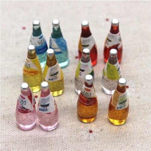 10pcs 11*31mm Mix Colors Kawaii Resin 3D Simulation Juice Soda Drink Bottle Miniature Art Supply Decoration Charm Craft DIY