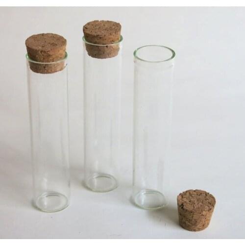 100 x 13ml Clear Glass Tube With Cork 13cc Corked Tube Bottles Cork Stoppered Vials Used in Gift Food Candy Storage Containers