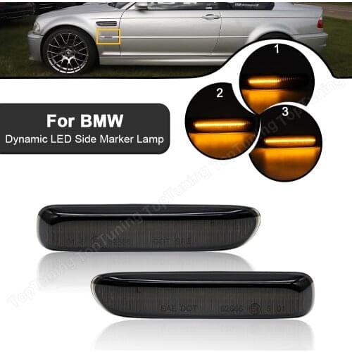 2PCS For BMW E46 Coupe Convertible Sedan Touring Compact Dynamic LED Side Marker Light Flashing Indicator Turn Signal