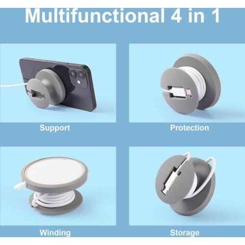 3 In 1 Silicone Phone Stand Wireless Charger Magsafe Case Cover For IPhone 12 Magsafe Protective Case Cable Cord Organizer