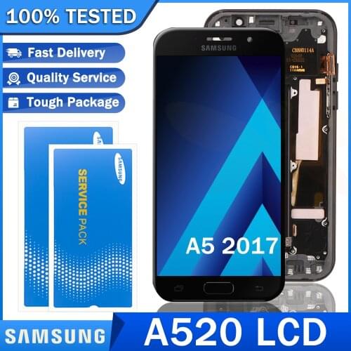 5.2'' Original LCD for SAMSUNG Galaxy A5 2017 A520 A520F SM-A520F AMOLED Display with Frame Touch Screen Digitizer Repair Parts