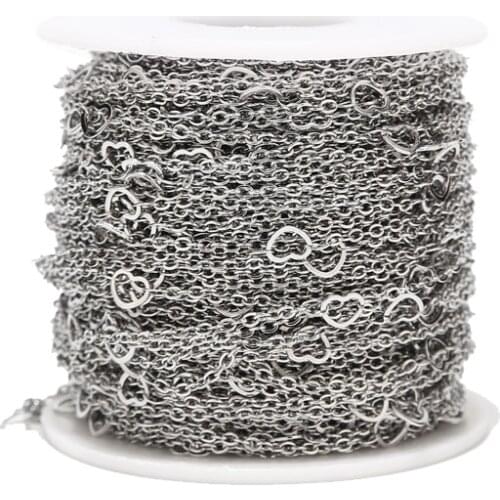 5MM Width Stainless Steel Twisted Cable Chain Heart Link Chain Rolo Chain for Jewelry Making