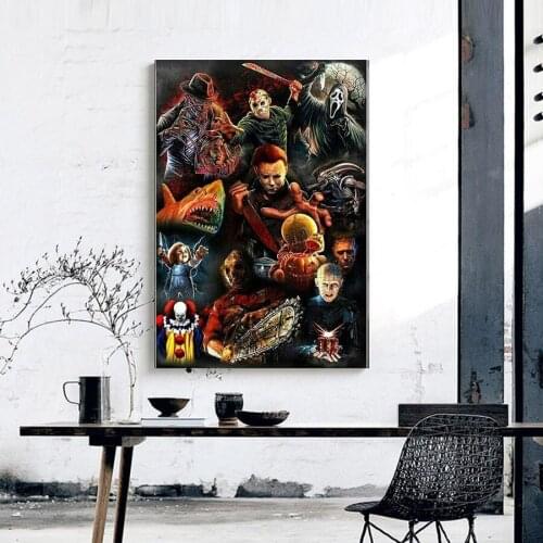 5D DIY Full Round/Square Diamond Painting Horror Movie Characters 3D Embroidery Cross Stitch Rhinestone Mosaic Home Dector