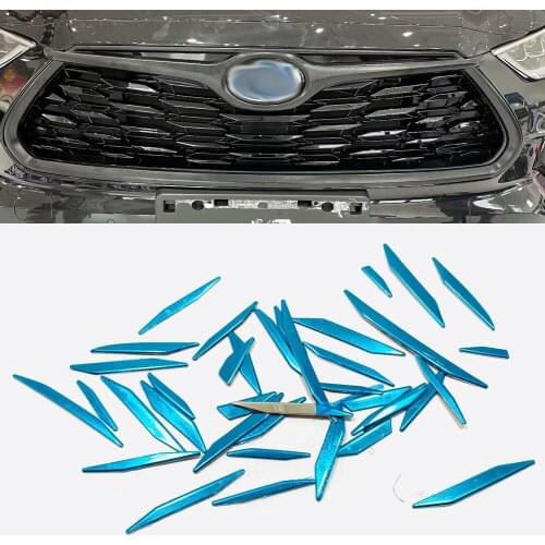 For Toyota Highlander 2021 2022 Accessory Stainless Steel Center Grille Decoration Racing Grille Sticker Cover Trim Car Styling
