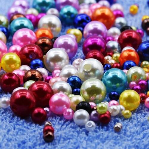 40-1000ps/bag With Hole ABS Imitation Pearl Beads3/4/6/8/10MM Round Plastic Acrylic Spacer Beads for DIY Jewelry Making Findings