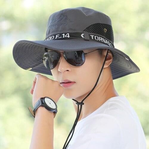 2021 summer quick-drying sunscreen shading fisherman hat breathable mesh hiking hat mens hat Mens panama hat bucket hat