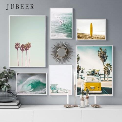 California Seaside Beach Posters and Prints Pictures for Living Room Travel Bus Canvas Wall Art Poster Nordic Decoration Home