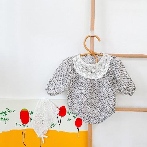 8381 Baby Clothes Newborn Girl Romper Autumn New 2021 Baby Girl Floral Lace Bubble Sleeve One Piece Clothes Climbing Suit