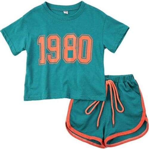 DFXD 2020 Baby Summer Clothes Set Casual Toddler Outfits Children Number Print Sport Suits Boys Girls Two-piece T-shirt+Shorts