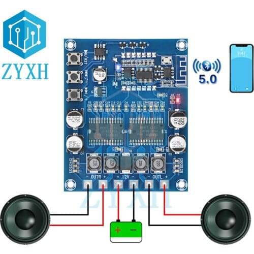 XH-A353 Dual YDA138-E Bluetooth 5.0 Amplifier Board 2*20W HD HIFI Stereo Digital Audio AMP Class D For Desk Speaker