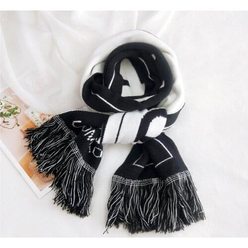Letters Double Sided tassle Scarf Knitted Wool Long women and man Winter Thicken Warm Soft Shawls Wraps Female Scarf