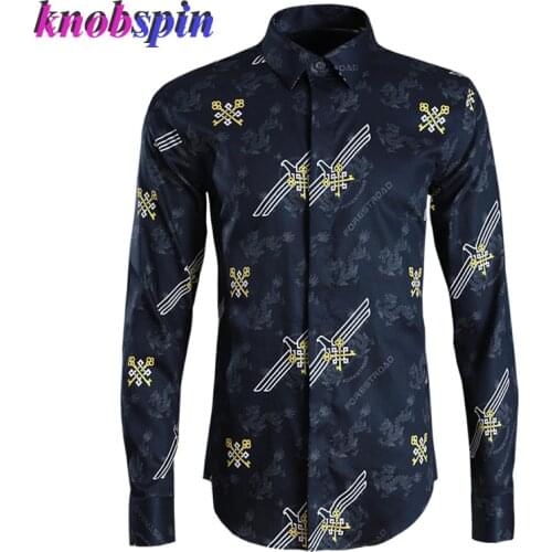 Europe Fashion Printed Shirt men Long sleeve Slim Casual Chemise homme Anti-Wrinkle High quality Shirts male plus size Clothing