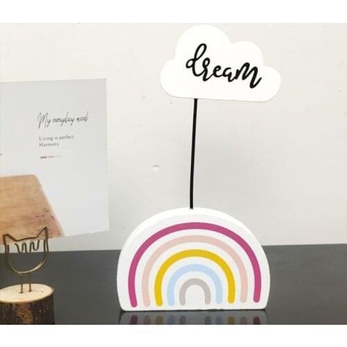 F2TE 2 Pcs Rainbow Cute Message Folders Card Holder Photo Clip Woody Notes Folder Wedding Students Home Decoration