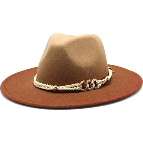 Classic 2-color gradient Fedora Hat Men Women Imitation Woolen Winter Felt Hats Men Fashion Jazz Hat Fedoras Chapeau wholesale