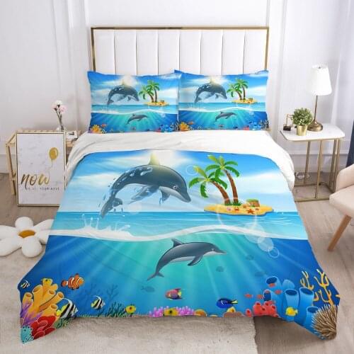 Quilt Covers Pillowcase Bedding Set Duvet Cover Sets Comforter Case Bed Linen Twin Double Size 3D Sea Animal Cartoon Bedclothes