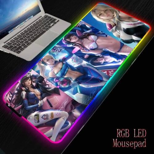 MRGBEST Sexy Girrl RGB Mouse Pad Computer Mousepad LED Gaming Mouse Pad Gamer Large Mause Pad USB for Keyboard Mice PC Desk Mat