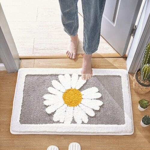 Daisy Door Mats Non-Slip Welcome Mat Absorbent Area Rugs for Living Room Entrance Plush Bathroom Carpet Home Dormitory Decor