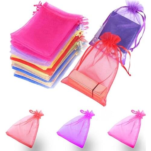 13x18cm Drawstring Organza Bags Jewelry Packaging Bag Makeup Holiday Decoration Gift Pouch Christmas Candy Chocolate Pouches