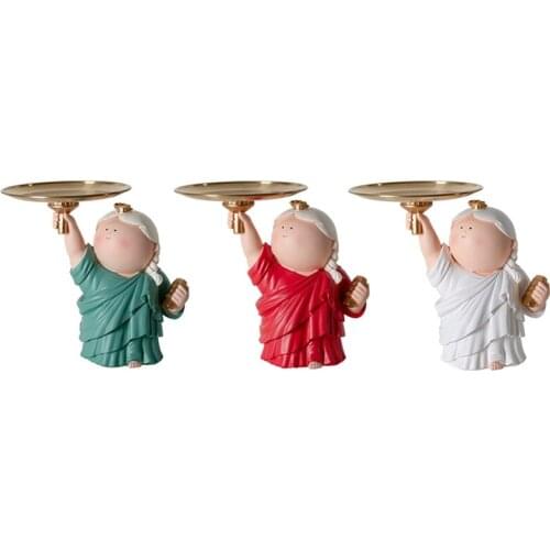 Girl Statue Storage Metal Resin Tray Nordic Home Decoration Living Room Dining Table Decoration Accessories