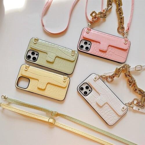 Luxurys Shoulder Handbag Card Packag Metal Snap Phone Case For iPhone 12 Pro Max 11 XR Xs Leather Wallet Back Kickstand Cases