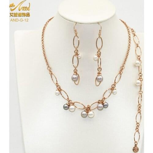 Fashion Choker Rose Real Gold Jewelry Set Pearl Pendants Necklace For Women Designer Earrings Neck Chains Bracelet Party Gifts