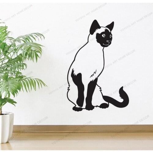 Pet Siamese Kitten Cat Sign Wall Decals Scissors Decor Vinyl Wall Sticker Wallpaper Animal Care Shop Art Wall Murals CX54