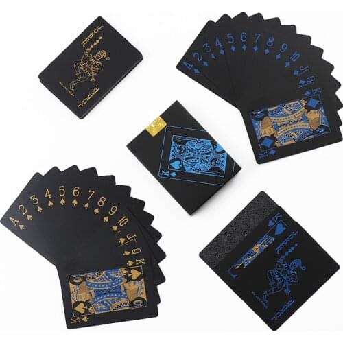 55pcs new Waterproof PVC Pure Black Magic Box-packed Plastic Playing Cards Set Deck Poker Classic Magic Tricks Tool