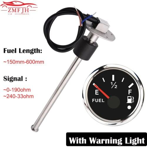 New 52mm Marine Boat Fuel Level Gauge with Alarm Fit For 0~190 ohm/240~33 ohm Boat Car Fuel Sender Unit Water Level Sensors