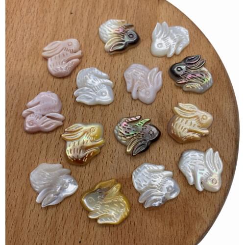 2Pcs/Pack Natural Sea Shell Pedants Rabbit-shaped White Yellow Black Pink Color Charms DIY Necklace Bracelet Earrings 16x18mm
