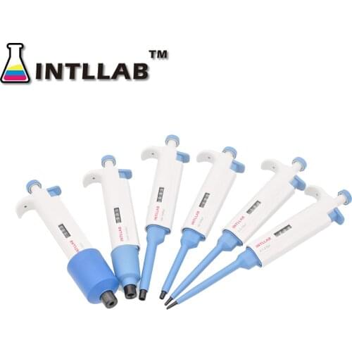 INTLLAB MicroPipette Gun Lab Single Channel Pipette Adjustable Volume Pipette with Tips