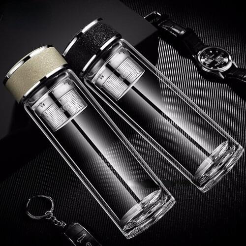 Portable Business with Lid Tea Infuser Double Walled Glass Cup for Coffee Mug Bottle for Water Tumbler Glass Water Bottle Cups