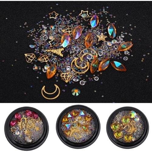 Mixed Styles DIY Nail Accessories Colorful Micro Beads and Gemstone Star Moon Rivets Nail Art Glitter Crystal AB Hotfix stones