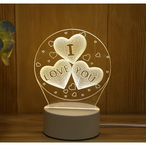 USB Romantic Love 3D Lamp Heart-shaped Balloon Acrylic LED Night Light Decorative Desktop Lamp for Valentine Day Wife Gifts