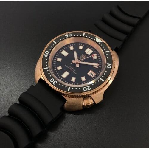 SD1970S Steeldive Brand Solid CUSN8 Bronze Case Ceramic Bezel Blue Luminous NH35 Automatic Turtle Dive Watch for Men