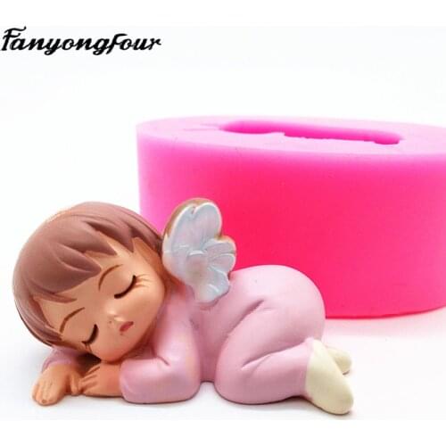 Cute Winged Little Girl Silicone Mold Plaster Mold Resin Chocolate Candle Candy Mold Free Shipping