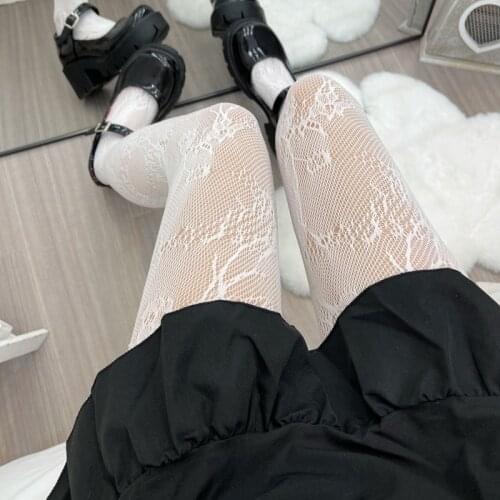 Students New Designer Tights Lolita Gothic Sweet Girls Thigh High Fishnet Pantyhose Flower Patterns Hosiery Body Stockings