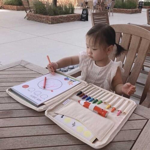 Baby Drawing Storage Bag Toys Children Canvas Brush Crayon Multi-functional Capacity Learning & Education Drawing Toys Bag Gift