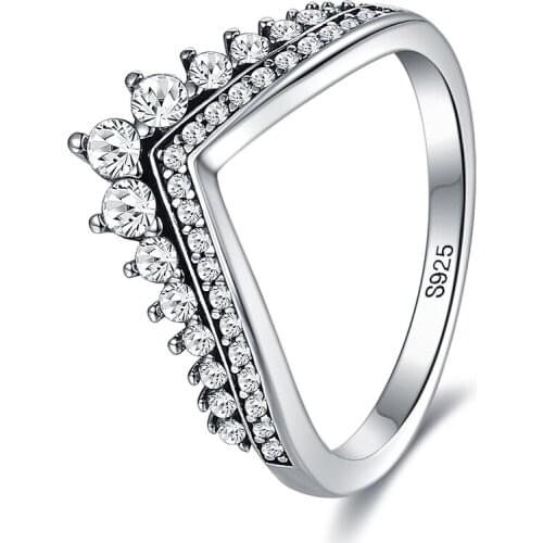 ZEMIOR Crown Finger Rings For Women 925 Sterling Silver Stackable Wedding Engagement Ring Silver 925 Jewelry Christmas Gift