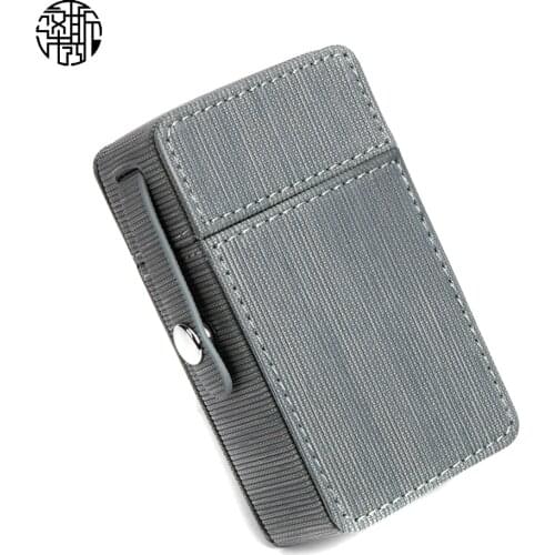 Zenos PU Leather Stripe Cigarette and Lighter Pouch for Men Women Case Lighter Sleeve