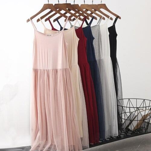 Spring Summer Vestidos Women Nightgowns Female Net Yarn Long Dress Suspender Lace Sleepwear Loose Large Size Base Nightdress
