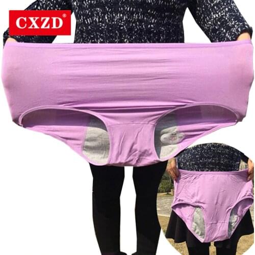 CXZD Large Size 4XL High Waist Period Panties For 110kg Women Briefs Cotton Menstrual Panties Leak Proof Plus Size Underwear