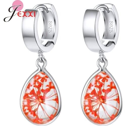 Top Brands Sales Fine S925 Silver Women Earrings Pendientes Novelty Dry Flowers in Glass Korean Ear Decoration Jewelry