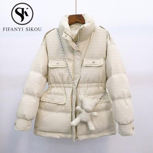 90% White Duck Down Coat Women Thick Warm Parkas High Quality Winter Jacket Fashion Bear Decoration Loose Down Jackets Female