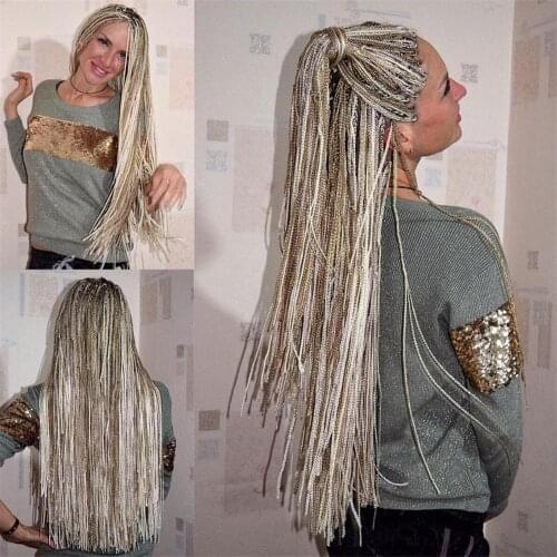 Zizi Braids Crochet Box Braids Colored Synthetic Hair Extensions Brown Gray Blonde Crochet Hair 48Strands/Pack