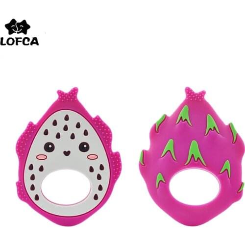 LOFCA 1pc Silicone Pitaya Teether Food Grade Silicone Necklace Baby Teething Toy BPA Free Pendant Making Nursing Pacifier Chain