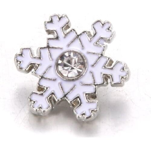 10pcs/lot New Snaps Buttons Jewelry Rhinestone Christmas Snowflake Snap Buttons Fit 12mm Snap Bracelet Bangle Women Jewelry 6849