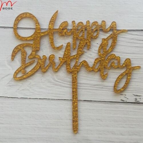 10pcs new arrivals 2020 glitter gold happy birthday acrylic cake topper
