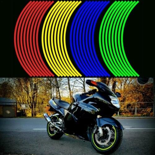 16 Strips/Set DIY Reflective Tape Car Motorcycle Decal Decoration Rim Tape Sticker Stickers Motorcycle Stripe Wheel Car J8S2